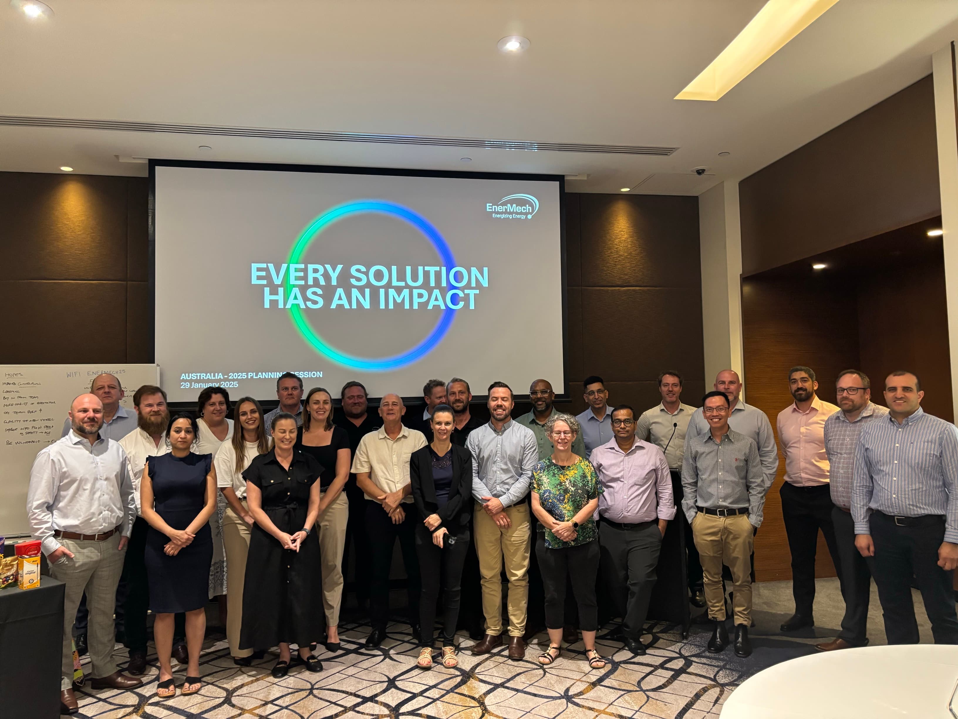 Employees gathered in conference room