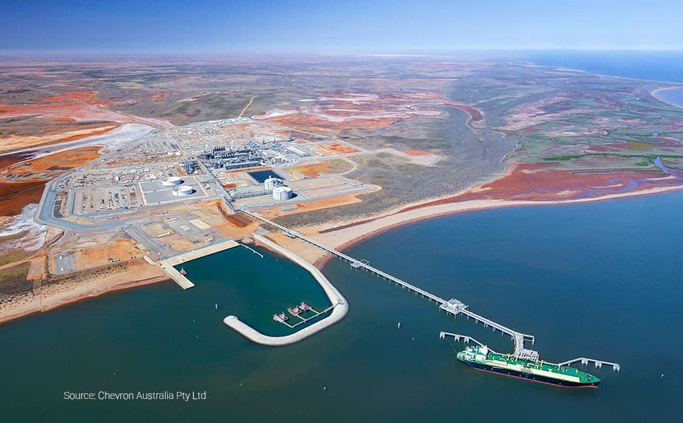 Wheatstone LNG facility image provided by Chevron Pty Ltd