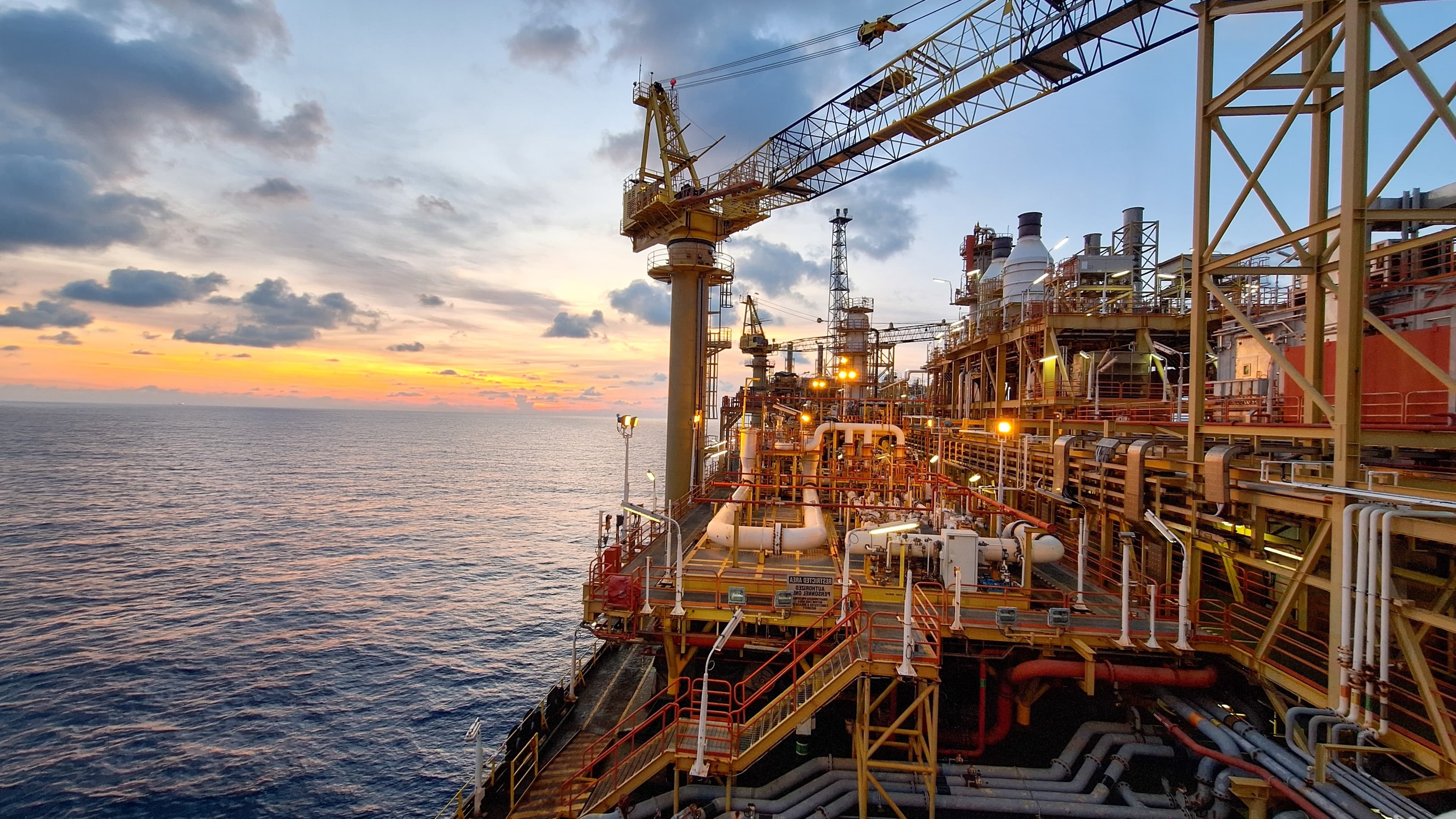 Crane on a rig at sea